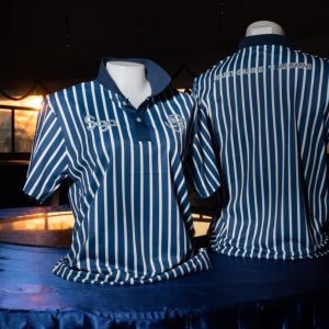 เสื้อโปโล ลายน้ำเงินขาว